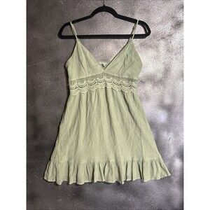 Love Tree Textured Sage Green Crochet Lace Mini Dress Size M Fairycore Festival